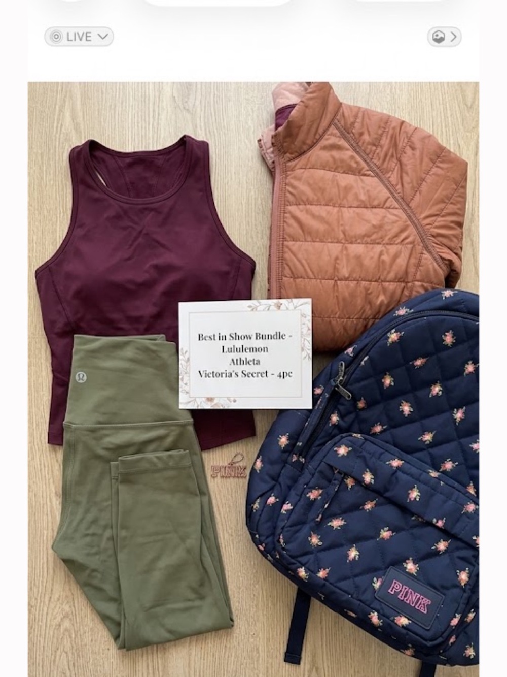 Best in show bundle lululemon 2 pc vs backpack Athleta tank
